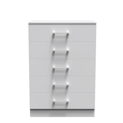 Devon Tall Chest of Drawers Grey 5 Drawers 108cm