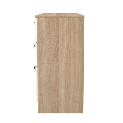 Devon Large Chest of Drawers White & Oak 6 Drawers 110cm