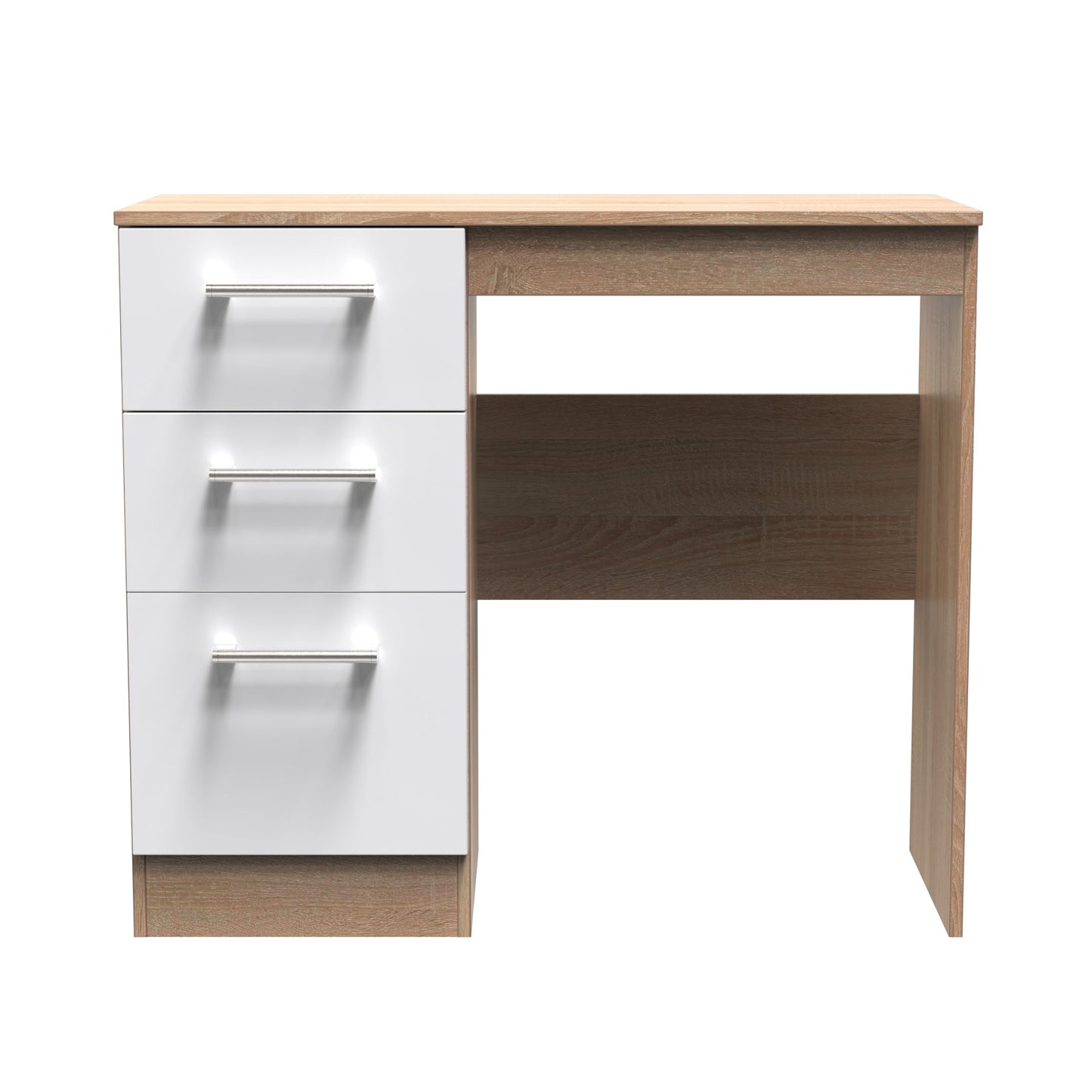 Devon Desk White & Oak 3 Drawers 90cm
