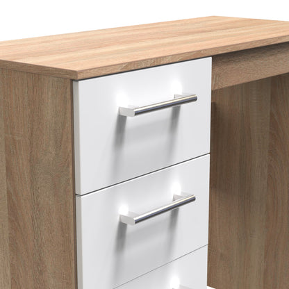 Devon Desk White & Oak 3 Drawers 90cm