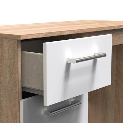 Devon Desk White & Oak 3 Drawers 90cm