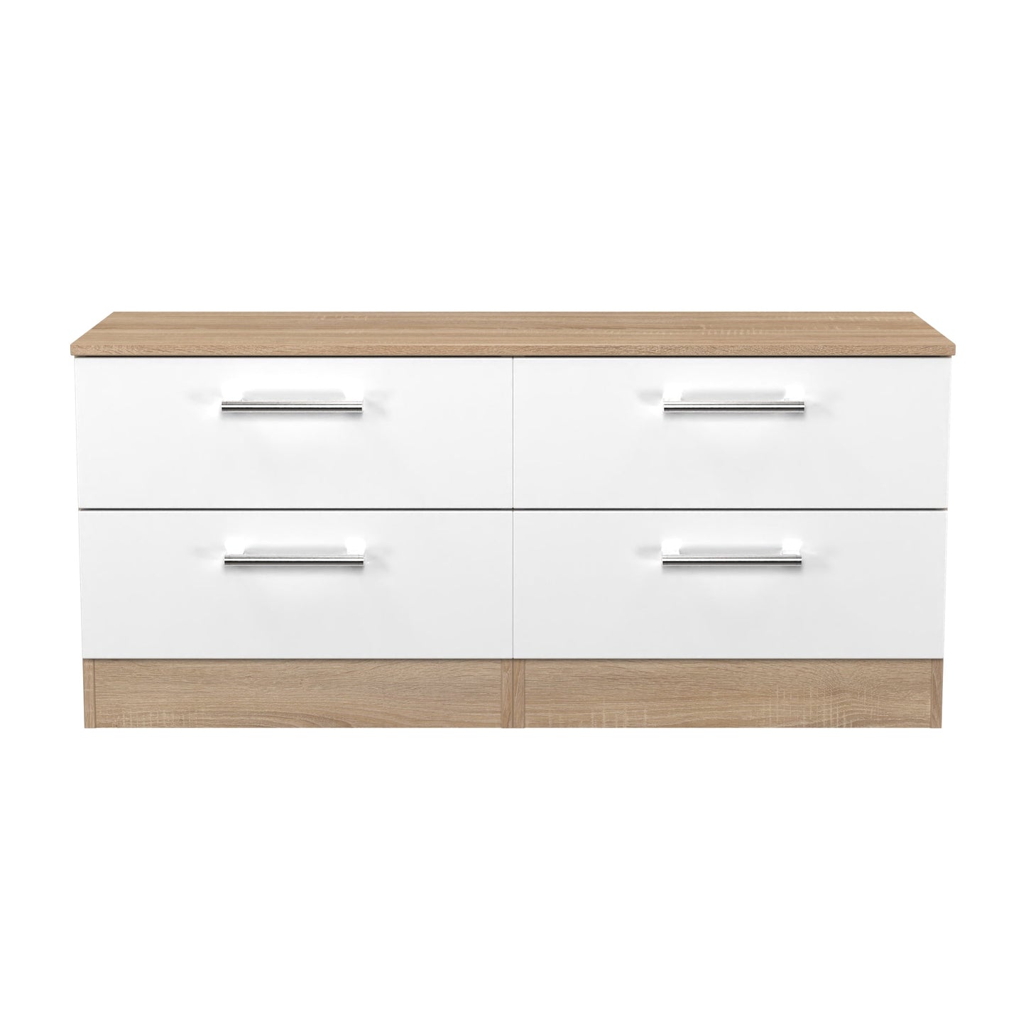 Devon Large Chest of Drawers White & Oak 4 Drawers 110cm