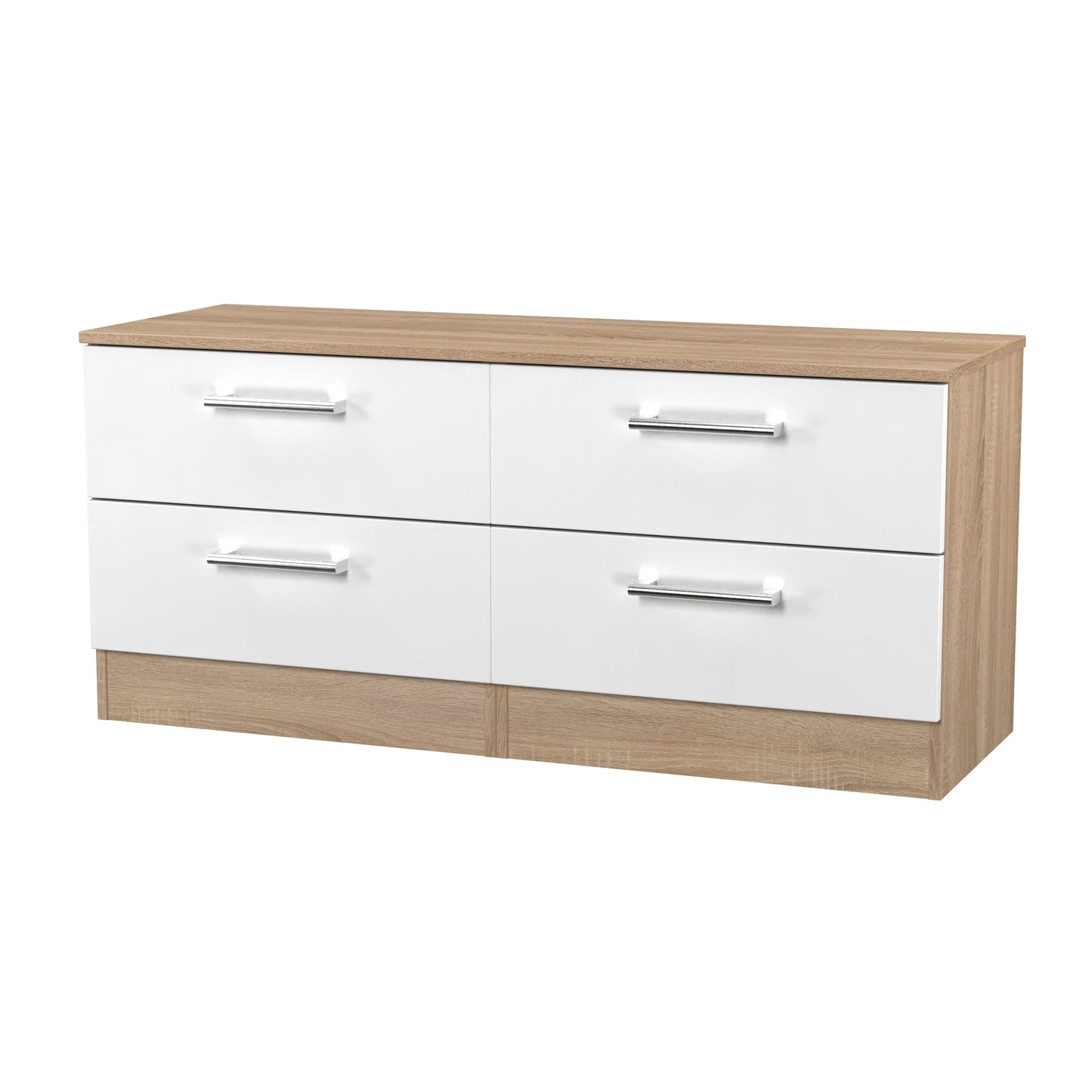 Devon Large Chest of Drawers White & Oak 4 Drawers 110cm