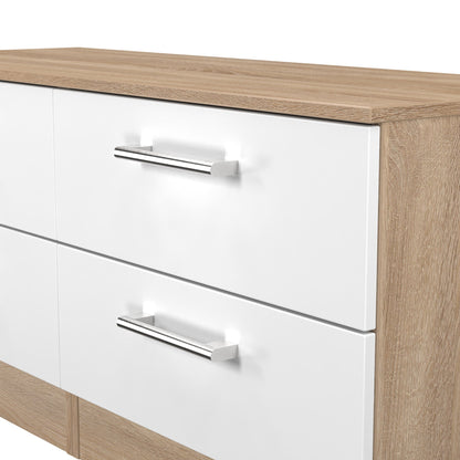 Devon Large Chest of Drawers White & Oak 4 Drawers 110cm