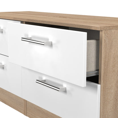 Devon Large Chest of Drawers White & Oak 4 Drawers 110cm