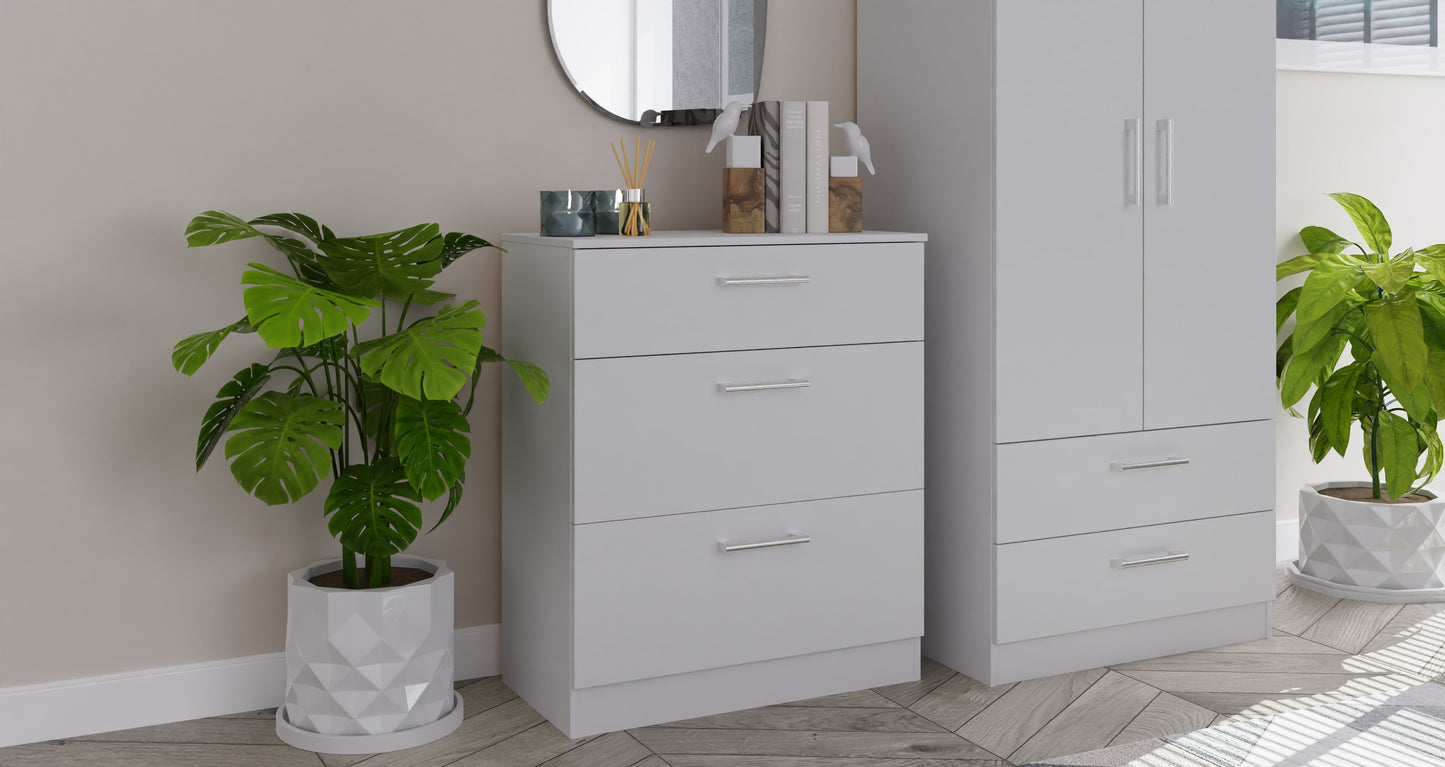 Devon Chest of Drawers Grey 3 Drawers 89cm