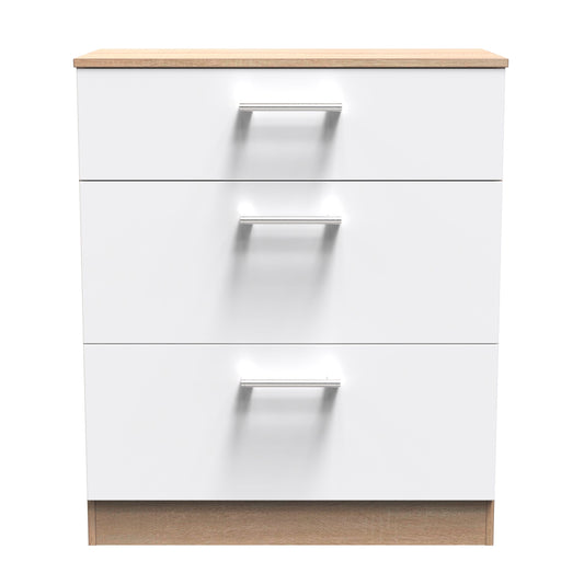 Devon Chest of Drawers White & Oak 3 Drawers 39cm