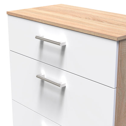 Devon Chest of Drawers White & Oak 3 Drawers 39cm