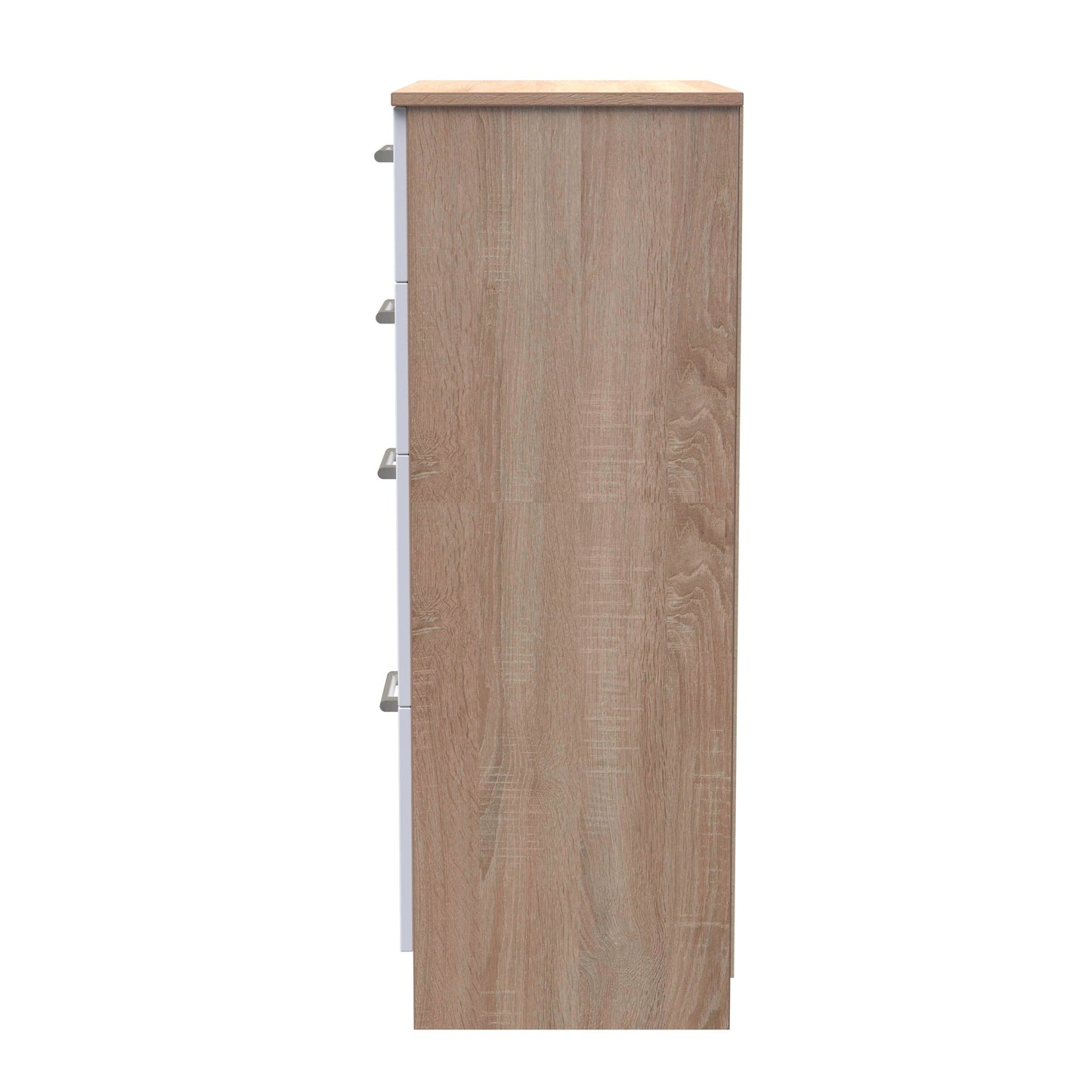 Devon Tall Chest of Drawers White & Oak 4 Drawers 108cm