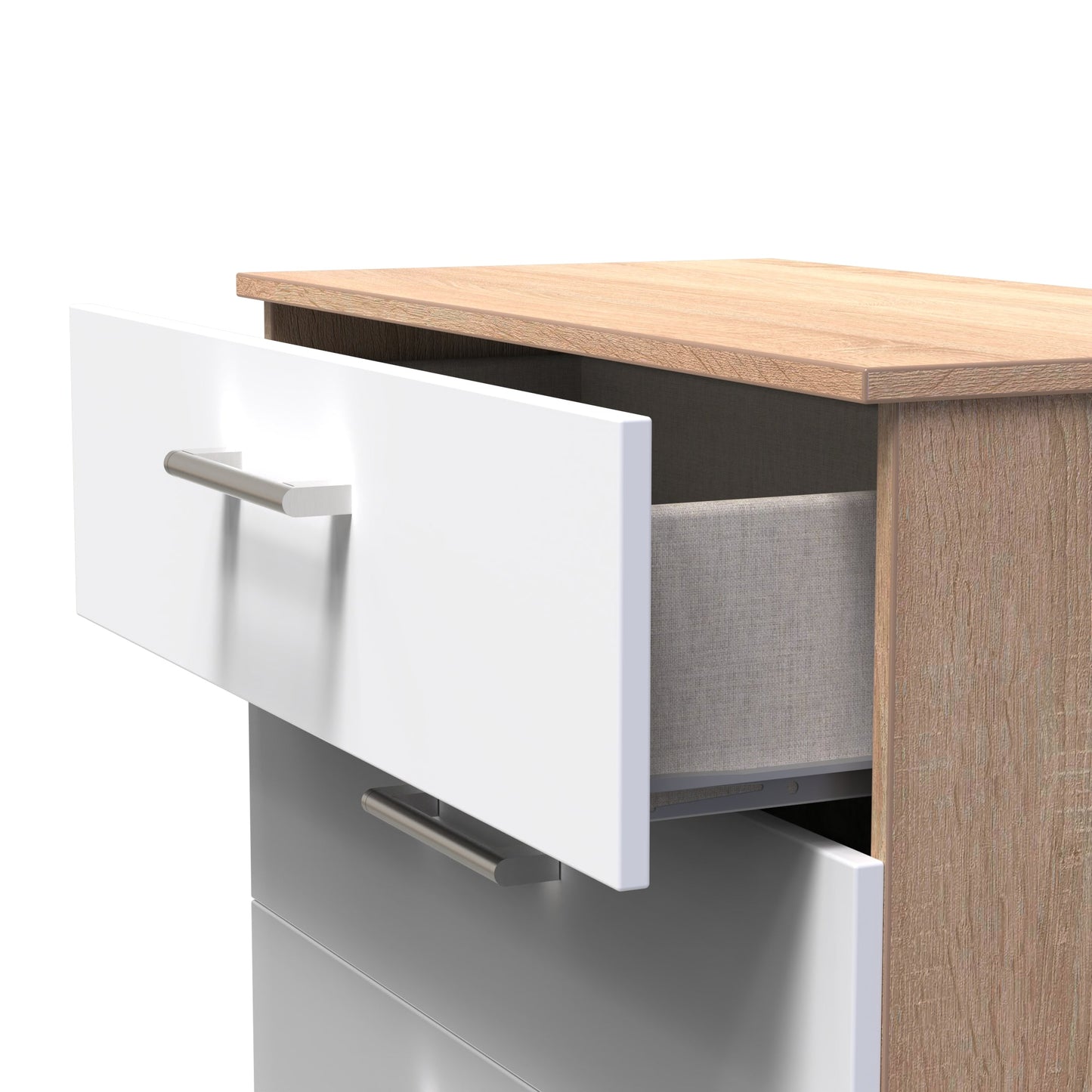 Devon Tall Chest of Drawers White & Oak 4 Drawers 108cm