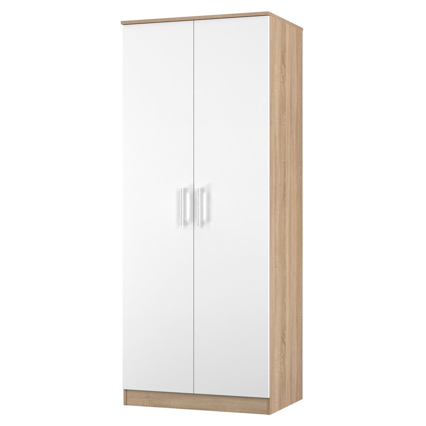 Devon Tall Wardrobe White & Oak 2 Doors 182cm
