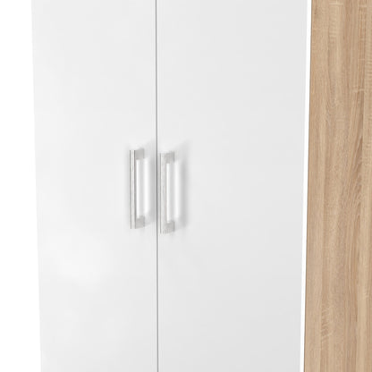 Devon Tall Wardrobe White & Oak 2 Doors 182cm