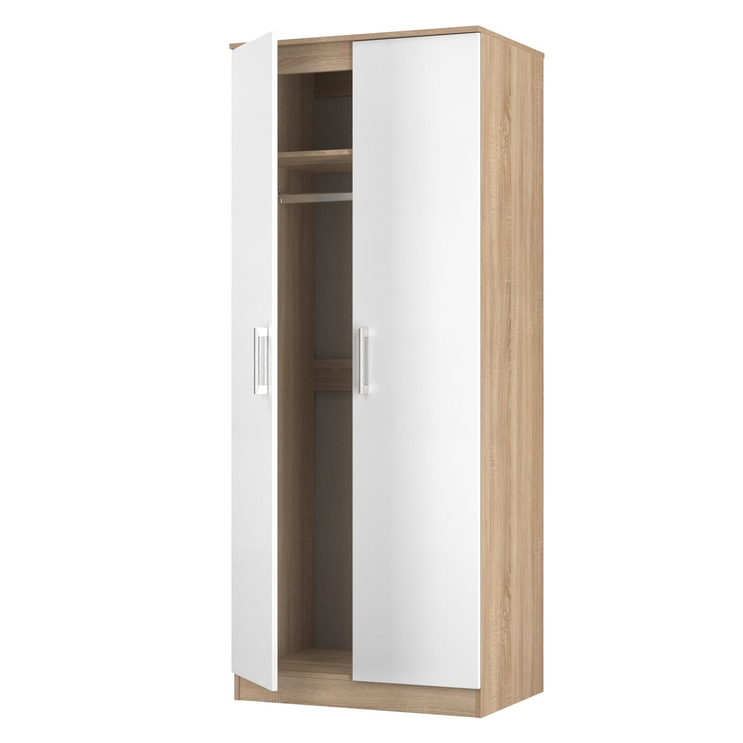 Devon Tall Wardrobe White & Oak 2 Doors 182cm