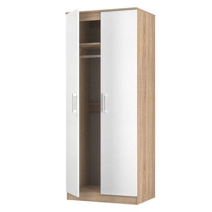 Devon Tall Wardrobe White & Oak 2 Doors 182cm