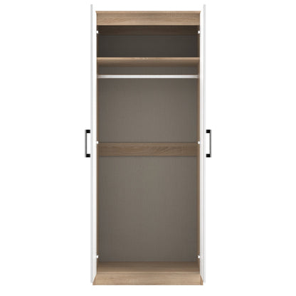 Devon Tall Wardrobe White & Oak 2 Doors 182cm