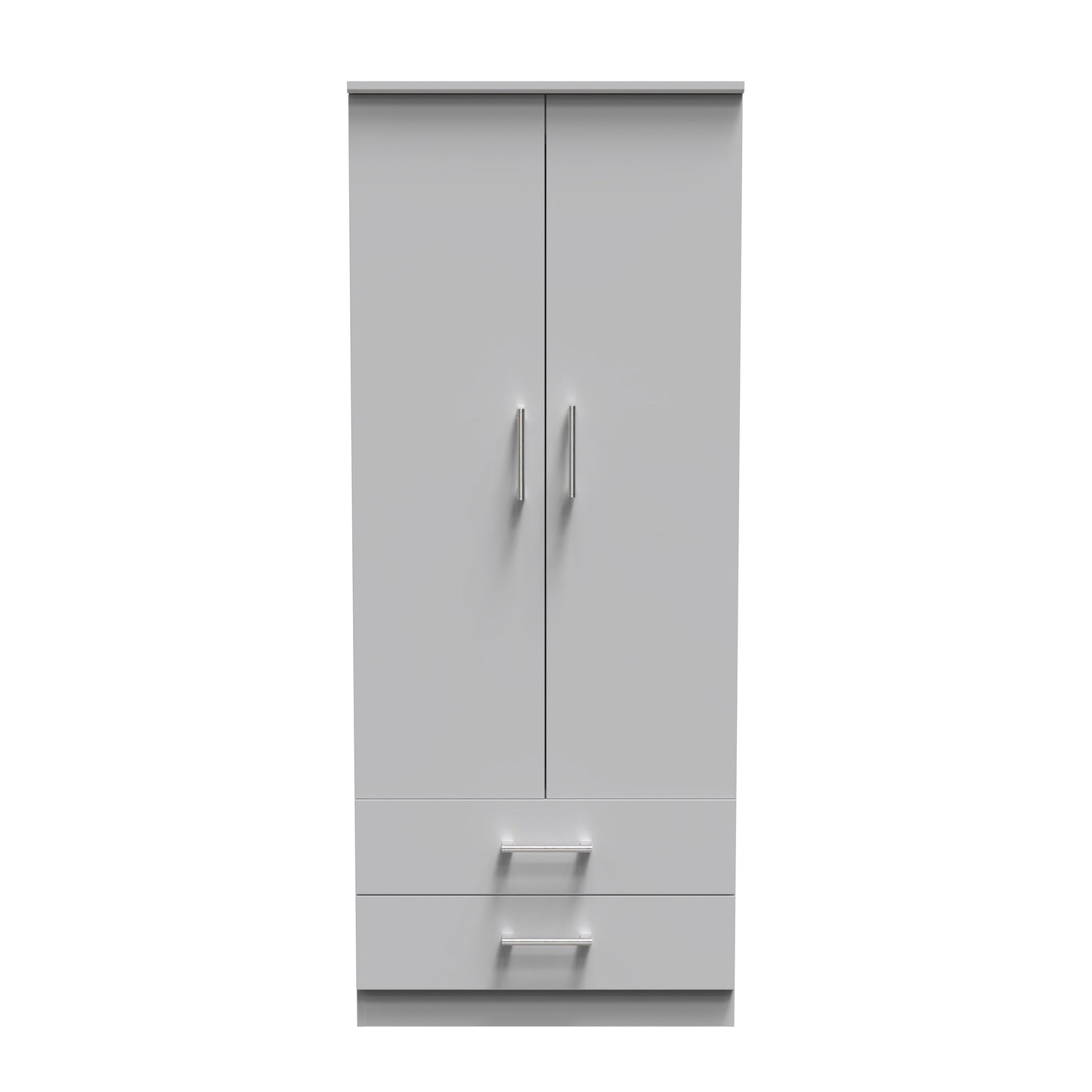 Devon Tall Wardrobe Grey 2 Doors 2 Drawers 182cm