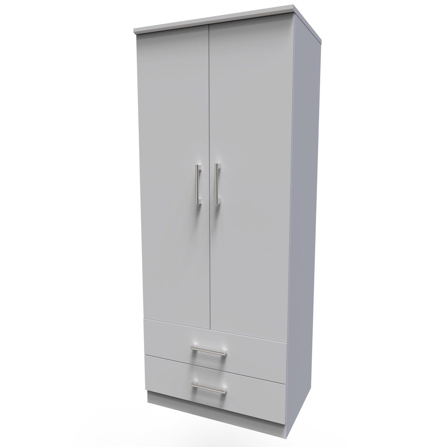 Devon Tall Wardrobe Grey 2 Doors 2 Drawers 182cm