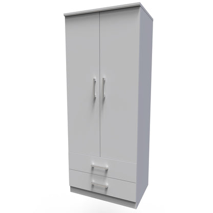 Devon Tall Wardrobe Grey 2 Doors 2 Drawers 182cm