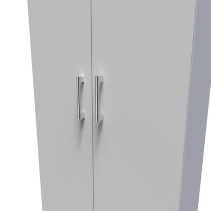 Devon Tall Wardrobe Grey 2 Doors 2 Drawers 182cm