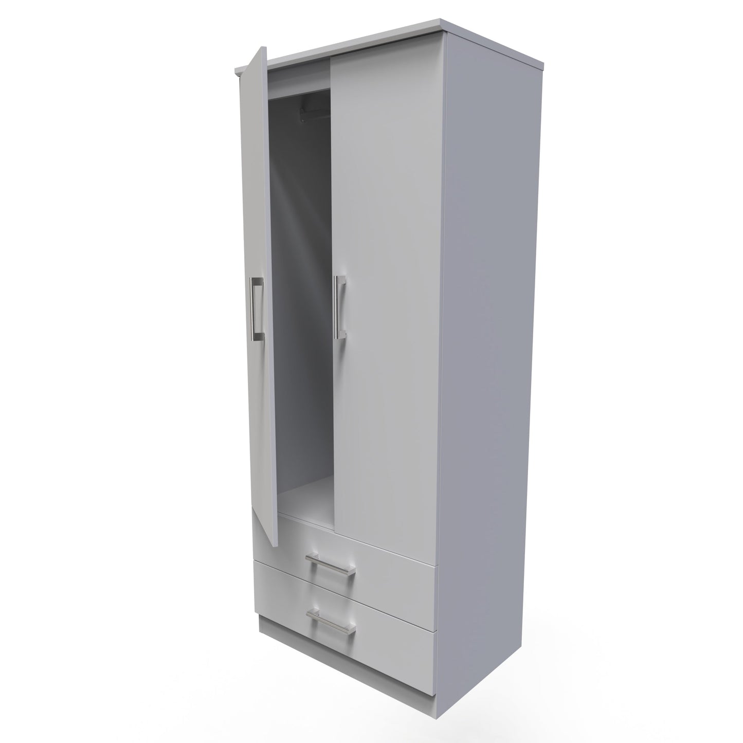 Devon Tall Wardrobe Grey 2 Doors 2 Drawers 182cm