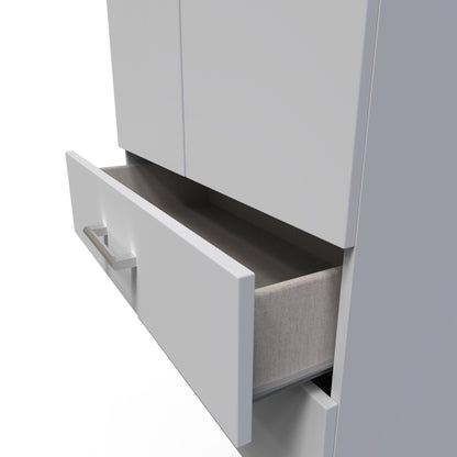 Devon Tall Wardrobe Grey 2 Doors 2 Drawers 182cm