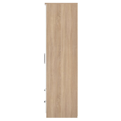 Devon Tall Wardrobe White & Oak 2 Doors 2 Drawers 182cm