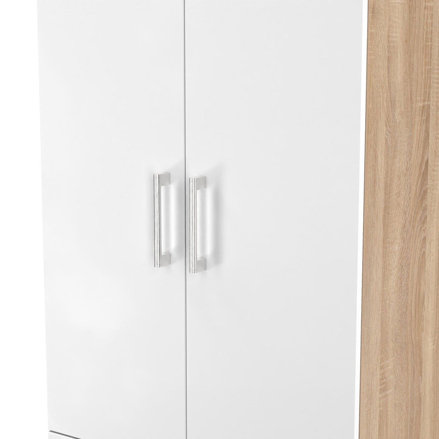 Devon Tall Wardrobe White & Oak 2 Doors 2 Drawers 182cm