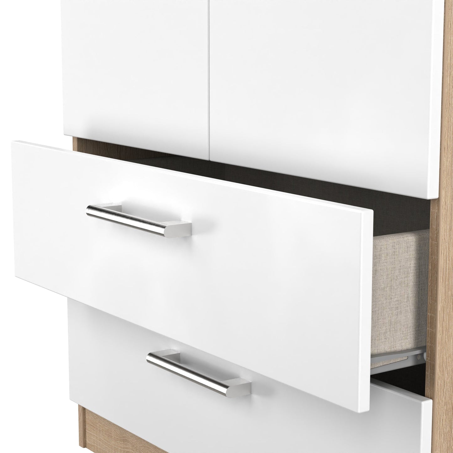 Devon Tall Wardrobe White & Oak 2 Doors 2 Drawers 182cm