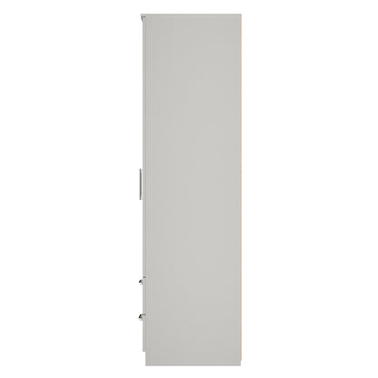Devon Tall Mirror Wardrobe Grey 2 Doors 2 Drawers 182cm