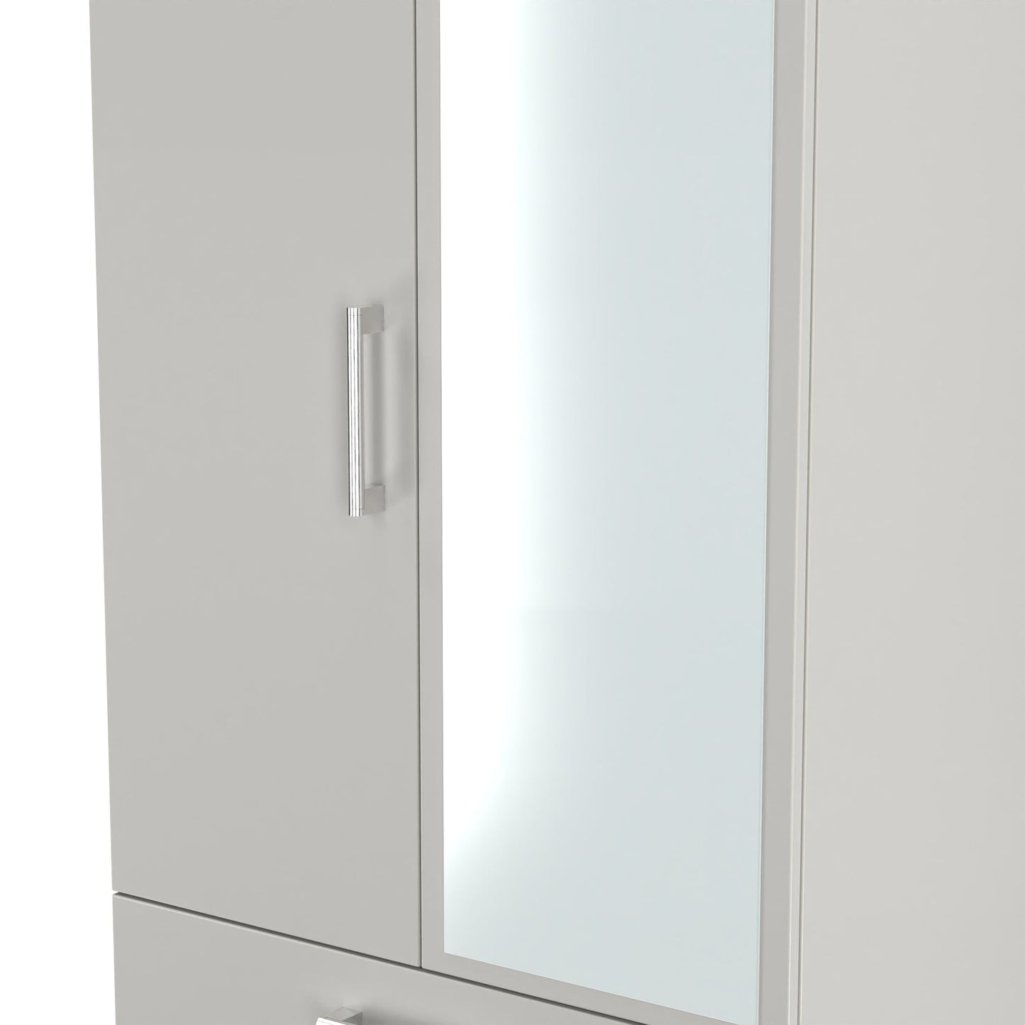 Devon Tall Mirror Wardrobe Grey 2 Doors 2 Drawers 182cm