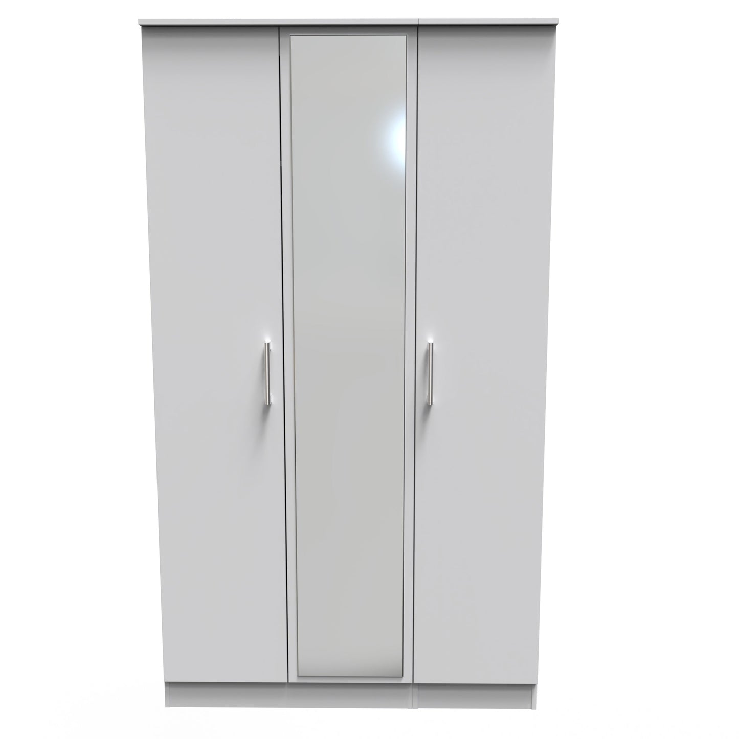 Devon Tall Mirror Wardrobe Grey 2 Shelves 182cm