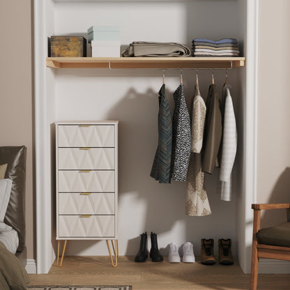 Diamond Tall Tallboy Off-White 5 Drawers 109cm