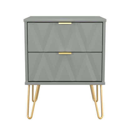 Diamond Bedside Table Grey 2 Drawers 60cm