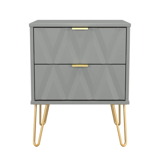 Diamond Bedside Table Grey 2 Drawers 60cm