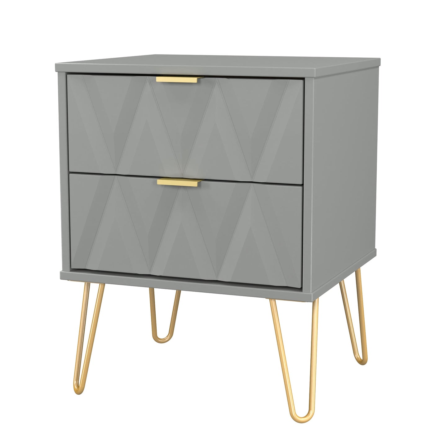 Diamond Bedside Table Grey 2 Drawers 60cm