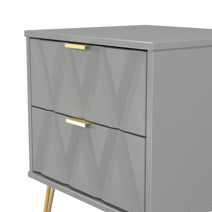 Diamond Bedside Table Grey 2 Drawers 60cm