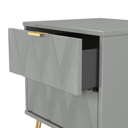 Diamond Bedside Table Grey 2 Drawers 60cm