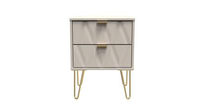 Diamond Bedside Table Off-White 2 Drawers 60cm