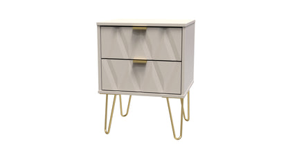 Diamond Bedside Table Off-White 2 Drawers 60cm
