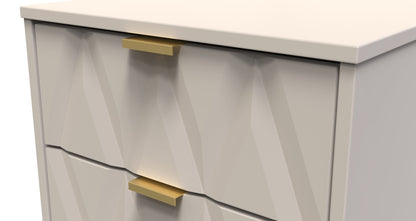 Diamond Bedside Table Off-White 2 Drawers 60cm