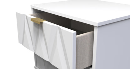 Diamond Bedside Table White 2 Drawers 60cm