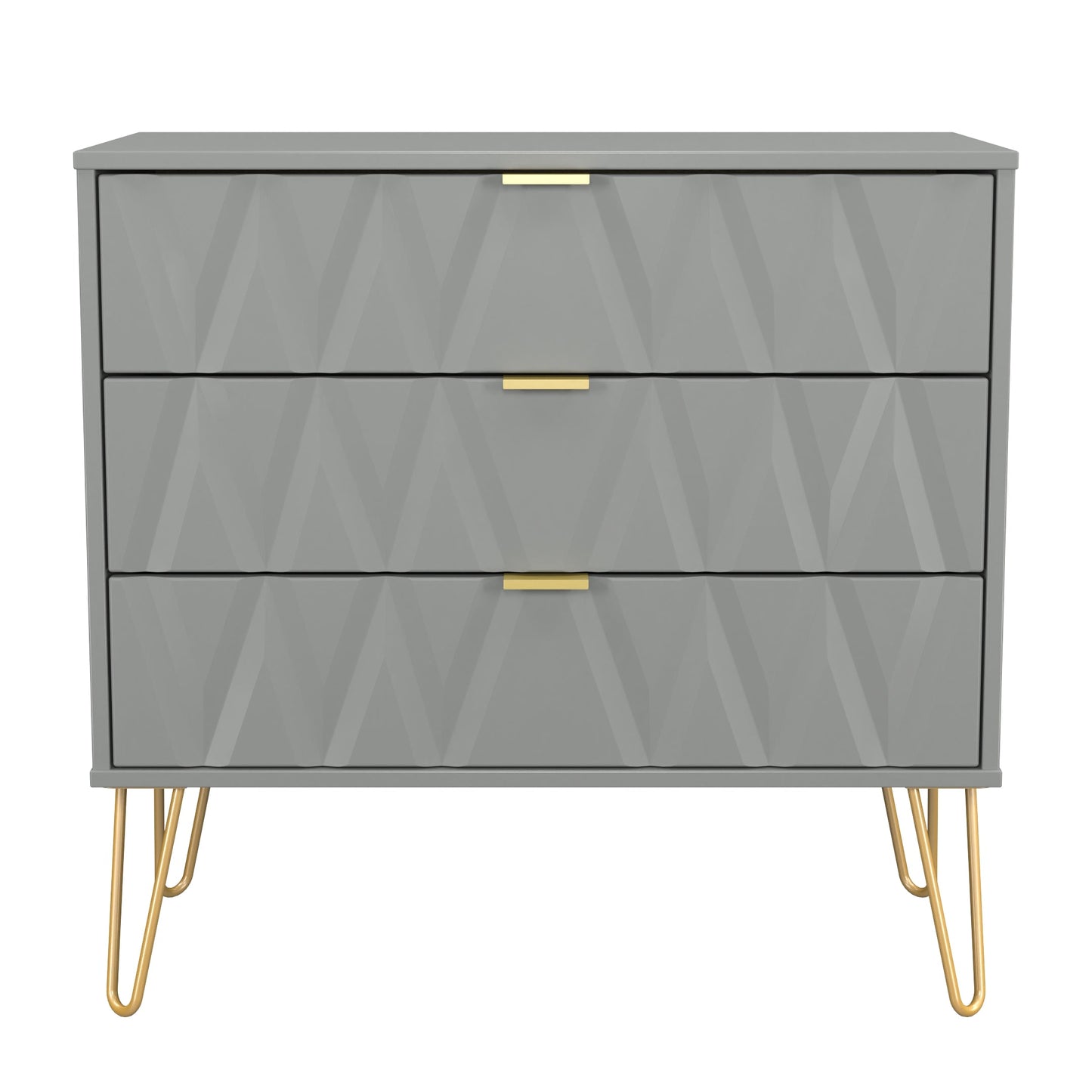 Diamond Chest of Drawers Grey 3 Drawers 77cm