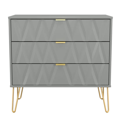 Diamond Chest of Drawers Grey 3 Drawers 77cm