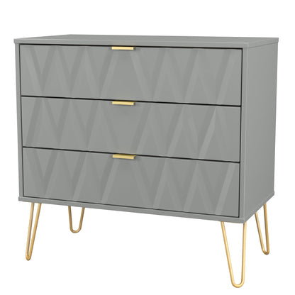 Diamond Chest of Drawers Grey 3 Drawers 77cm