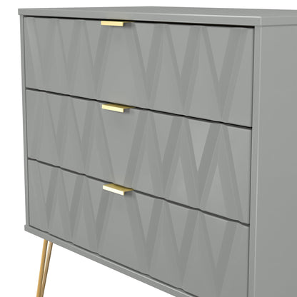 Diamond Chest of Drawers Grey 3 Drawers 77cm