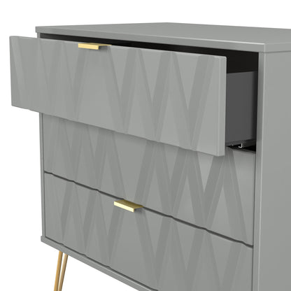Diamond Chest of Drawers Grey 3 Drawers 77cm
