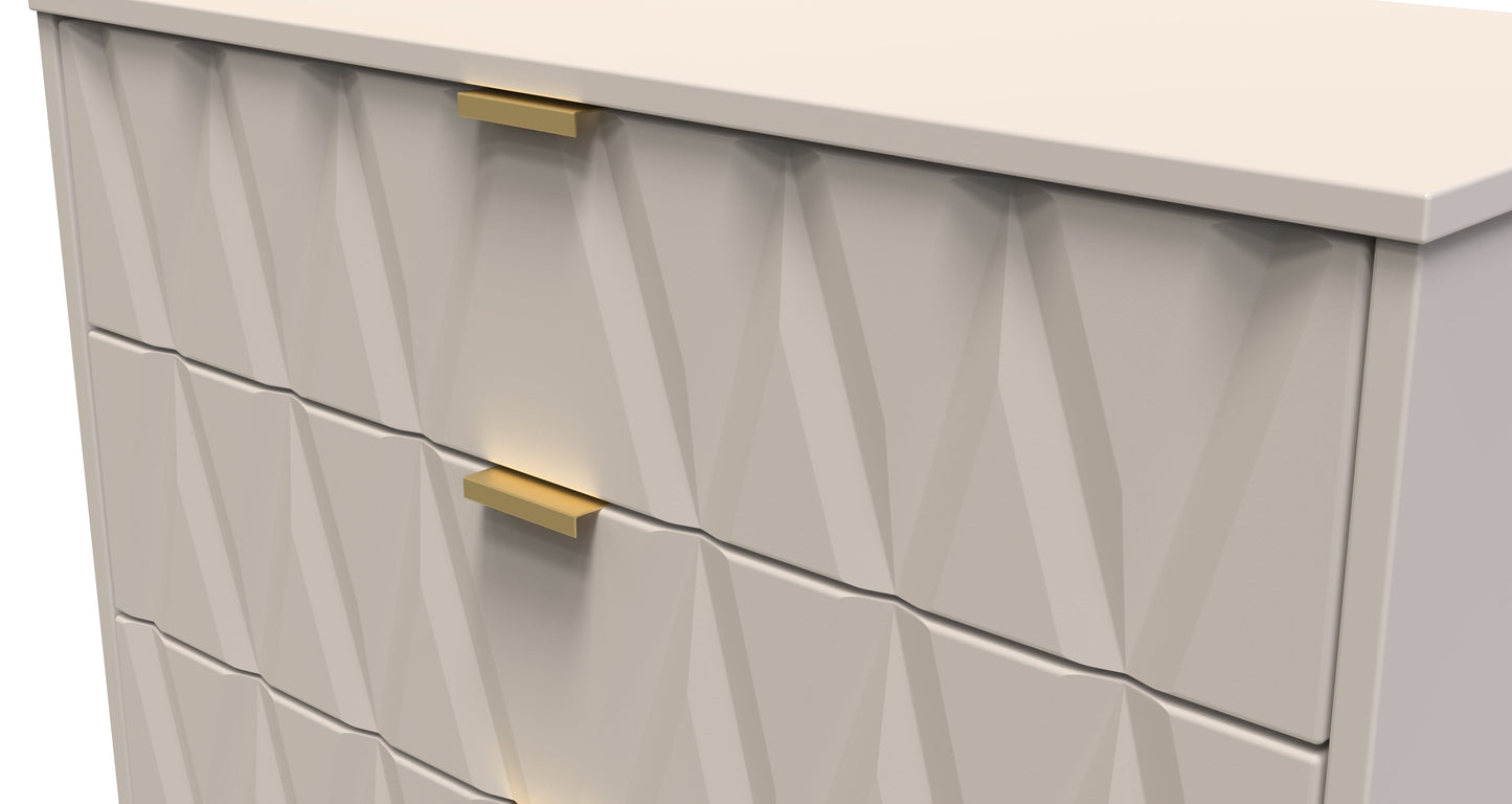 Diamond Chest of Drawers Off-White 3 Drawers 77cm