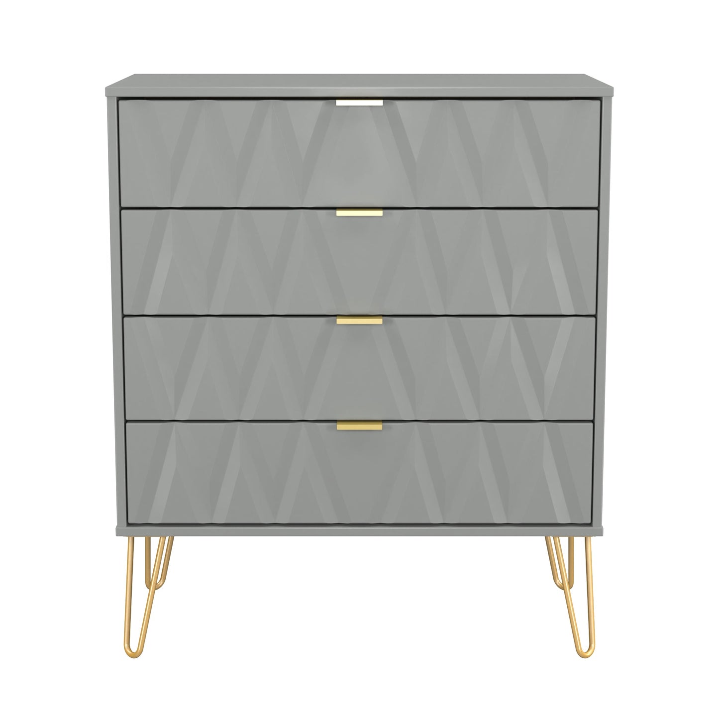 Diamond Chest of Drawers Grey 4 Drawers 93cm