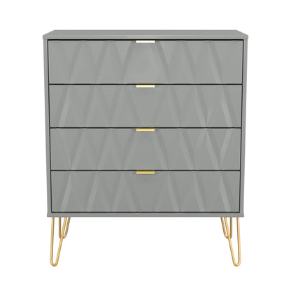 Diamond Chest of Drawers Grey 4 Drawers 93cm