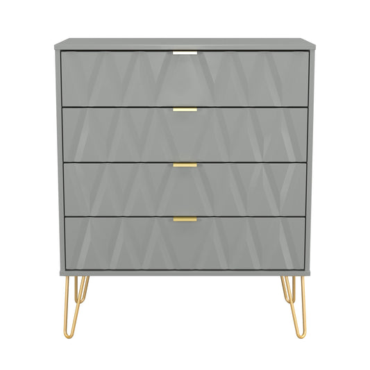 Diamond Chest of Drawers Grey 4 Drawers 93cm